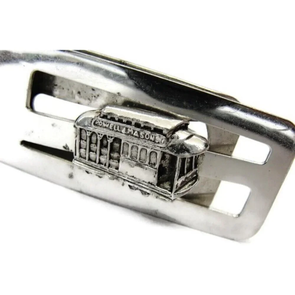 Vintage Streetcar Money Clip Men Wallet ID Credit Card Holder